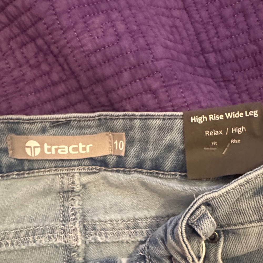 Tractr High Rise Wide Leg Jeans - Denim Blue